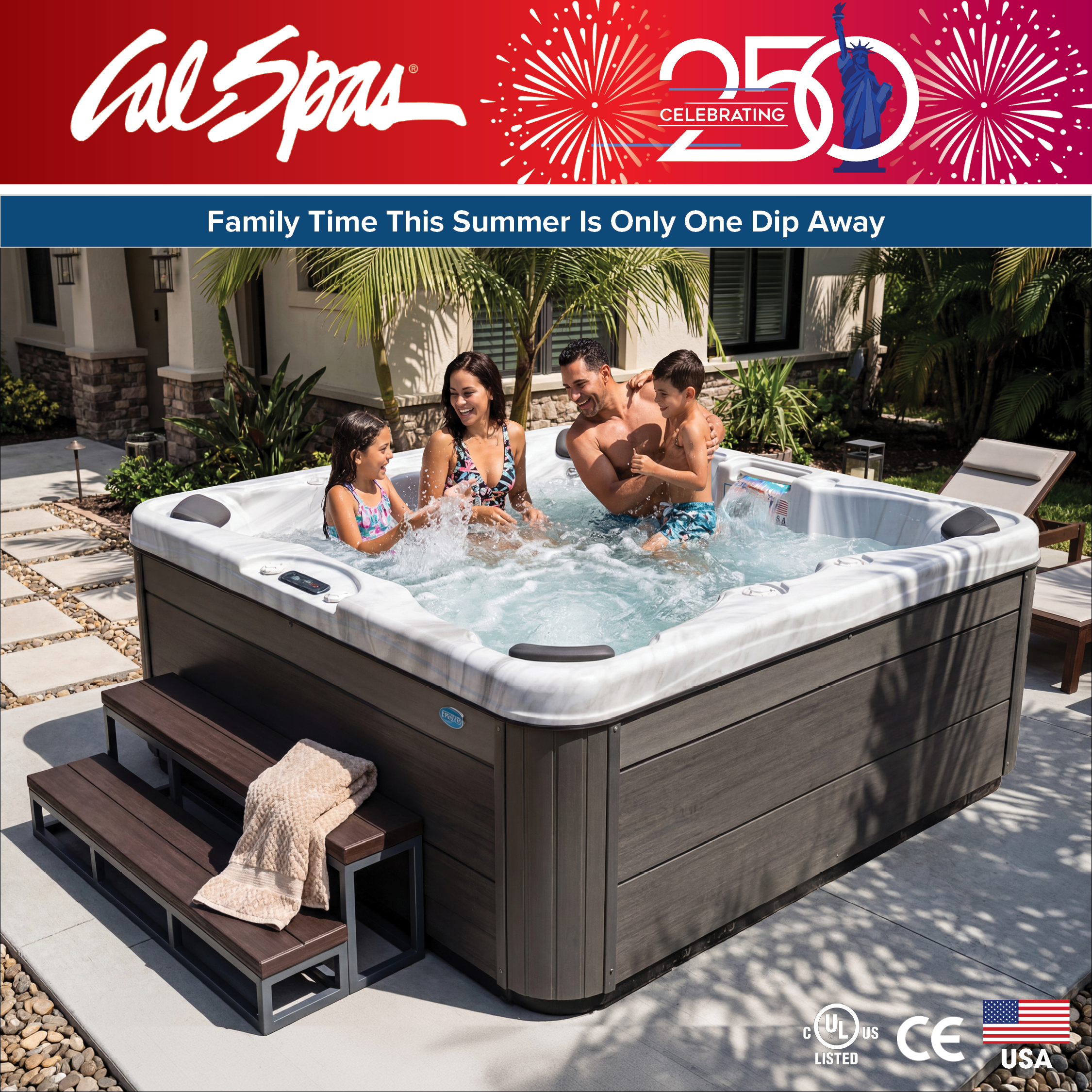 Calspas hot tub being used in a family setting - Hialeah